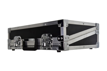 hard case Metallic rivets from a road bag, white background hard suitcase equipment box, protective...