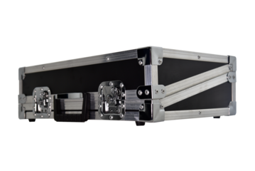 hard case Metallic rivets from a road bag, white background hard suitcase equipment box, protective carrying case