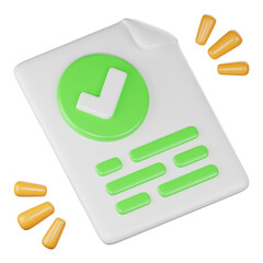 approve file 3d icon illustration