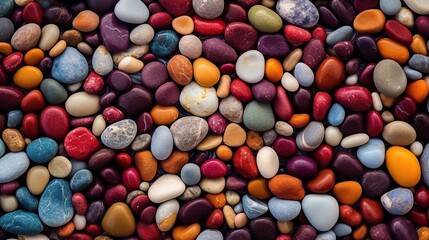 Fototapeta na wymiar Colorful pebbles background. Top view, flat lay.