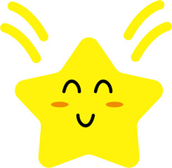 Cute star symbol shape emoji vector.	
