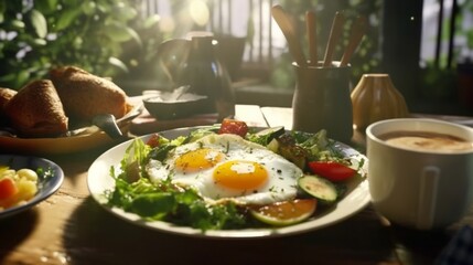 Breakfast made with eggs.