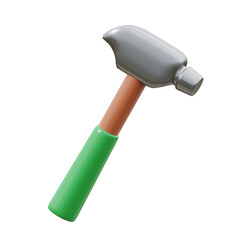 hammer 3d icon, carpentry tools illustration.