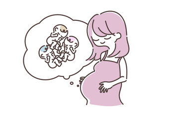 お腹に三つ子の赤ちゃんがいる妊婦さんたちのセット