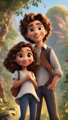 Cute Animated Boy and Girl. - Generated by AI