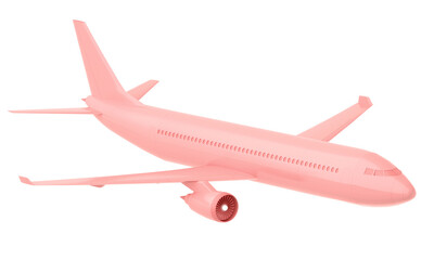 Pink plane take off isolated on white background. 3d rendering