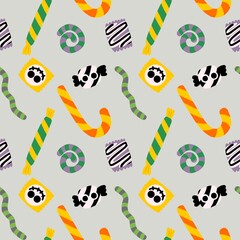 Hand drawing a Halloween day background pattern seamless