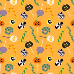 Hand drawing a Halloween day background pattern seamless