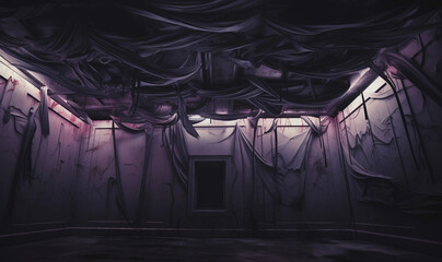 A Spooky Purple and Black Room Backdrop Covered With Drapes