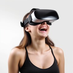Illustration of a person wearing a virtual reality VR headset, AI Generated.