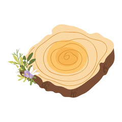 Wood Slice Illustration. Hand Drawn Vector Illustration Wooden Slice. Pre-made Wood Slice Design, Rustic Wood Slice Clipart.