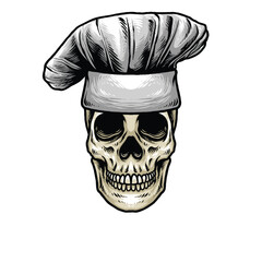 Skull Head With Koki Hat Logo Design Vector