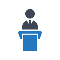 Public speaker presentation vector icon