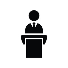 Public speaker presentation vector icon