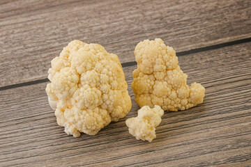 Raw white cauliflower cabbage heap