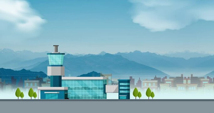 Aeroplane/Airplane Take Off  From Airport, Vector Animation