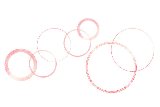 赤い輪、円形の重なり、和風　（アブストラクト）背景は透明