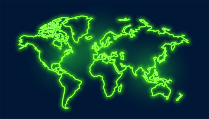 green global map in neon style vector design