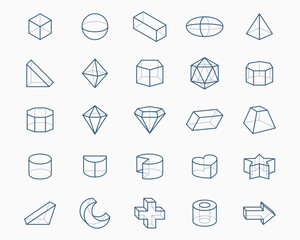 pack of 3d geometric shapes icon in line style