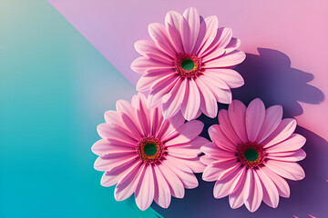 pink background with flowers 