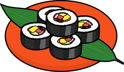 カットした巻き寿司.