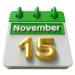 November 15 - 3d Calendar Icon Render
