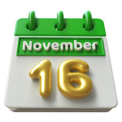 November 16 - 3d Calendar Icon Render