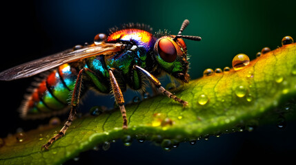 macro of a fly insect