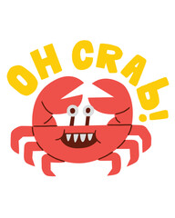 Oh crab cartoon character illustration.