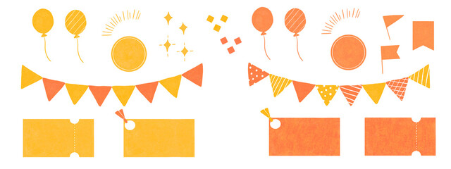 手書き風　ガーランド、風船などの広告やチラシに使えるセット