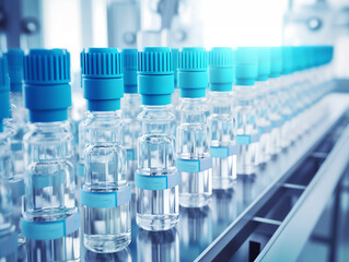 Pharmaceutical factory production line medical vials, pharmaceutical machine work pharmaceutical glass bottle production line,Vaccine production concept