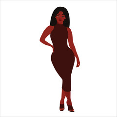 Fototapeta na wymiar Beautiful black woman in elegant art style vector