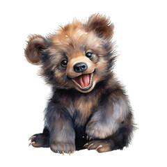 Sweet Baby Bear Drawing isolated on transparent background png - Generative AI