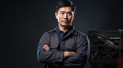 Obraz premium A straightforward shot of a confident male worker with his arms crossed. industrial construction worker