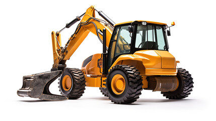 Fototapeta premium A New backhoe on white isolated background