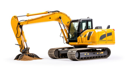 A New backhoe on white isolated background