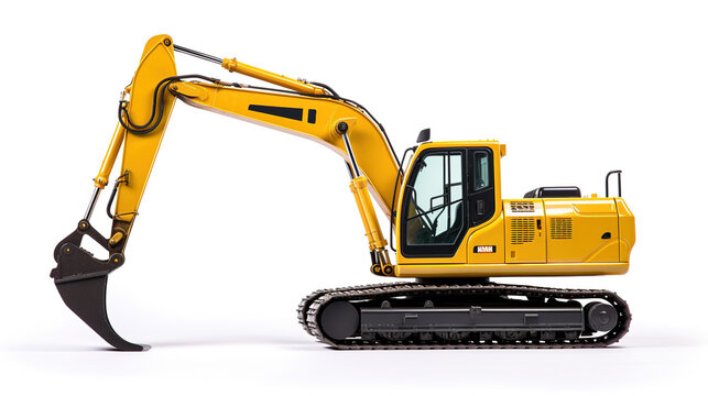 A New backhoe on white isolated background