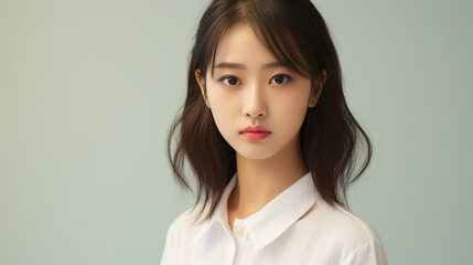 A Contemporary Asian teen, Asian simplicity, close-up. Asian people. Image.