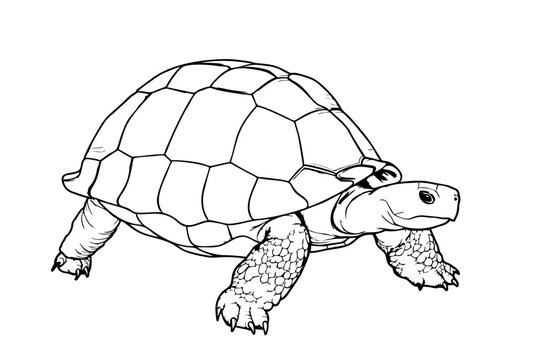 turtle pencil drawing coloring book. Vector illustration