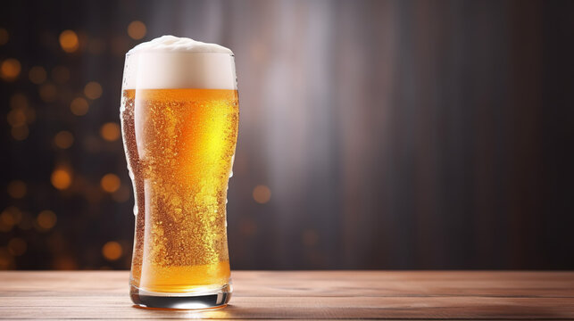 A Glass of cold beer with foam isolated on white background