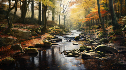 The forest autumn and stream