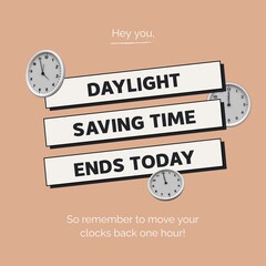 Obraz premium Clocks and hey you, daylight saving time ends today, so remember to move your blocks back one hour