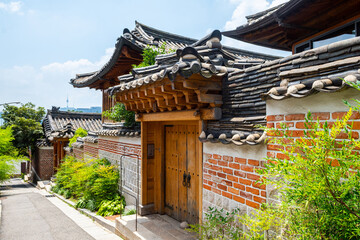 traditional hanok village ob bukchon in seoul, south korea