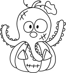 Outline octopus Pirate halloween, Pirate halloween Illustration Concept