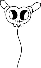 Whimsical Halloween Balloon, Festive Outline Illustration for Spooky Celebrations