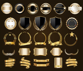 Luxury badges and labels with laurel wreath silver and gold collection - 639485563