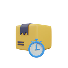 3d Illustration of shipment icon in 3d render style pending clock late