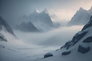 Türaufkleber Grau Dramatic Silence Snow Mountain