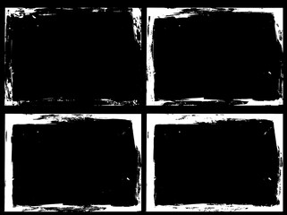 Set de fondos abstractos grunge con suciedad, marcos de suciedad negros y blancos, enmarcados. Espacio para texto o imagen