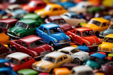 toy cars forming a multicolored background, ai tools generated image